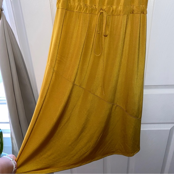 ZARA Gold / Yellow / Mustard Slip Dress with Drawstring Waist - Picture 6 of 10